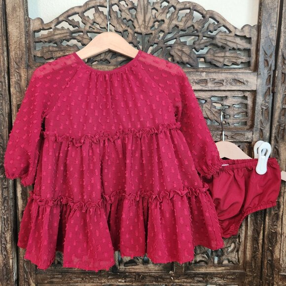 Pippa & Julie Other - Pippa & Julie Clip Dot  Burgundy Dress, 18 months